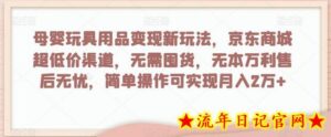 母婴玩具用品变现新玩法,京东商城超低价渠道,简单操作可实现月入2万+-流年日记