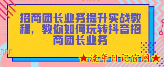 招商团长业务提升实战教程，教你如何玩转抖音招商团长业务-流年日记