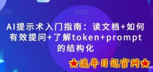 AI提示术入门指南:读文档+如何有效提问+了解token+prompt的结构化-流年日记