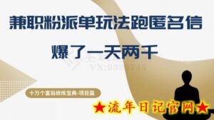 十万个富翁修炼宝典之6.兼职粉派单玩法跑匿名信,爆了一天两千-流年日记