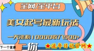 全网,全平台,美女起号最新玩法一天涨粉10000收入500+-流年日记