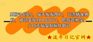 男粉计划6.0,每天发发图片,引流精准男粉,被动变现月入8000+,喂饭式教学,小白无脑复制操作即可-流年日记