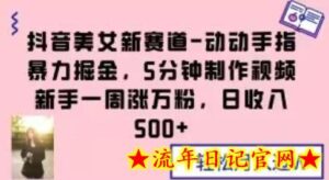 抖音美女新赛道-动动手指暴力掘金,5分钟制作视频,新手一周涨万粉,日收入500+-流年日记