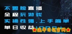 不露脸直播全程玩游戏，实操性强，上手简单，单日收益1000+-流年日记