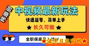 中视频最新玩法，纯原创，项目长久快速起号，简单上手，全职保底月入过W-流年日记