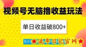 视频号无脑撸收益玩法,单日收益破800+,百分百原创,一部手机就可操作-流年日记