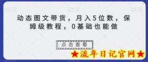 动态图文带货,月入5位数,保姆级教程,0基础也能做-流年日记