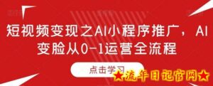 短视频变现之AI小程序推广,AI变脸从0-1运营全流程-流年日记