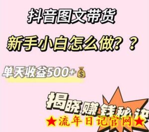 抖音图文带货，新手小白怎么做？单天收益500+【揭秘赚钱秘诀】-流年日记
