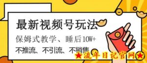 最新视频号玩法,不销售、不引流、不推广,躺着月入1W+,保姆式教学,小白轻松上手-流年日记