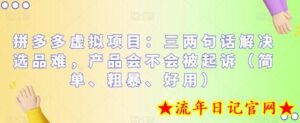 拼多多虚拟项目：三两句话解决选品难，产品会不会被起诉（简单、粗暴、好用）-流年日记