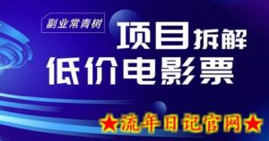 低价电影票项目拆解,便宜电影票出票,电影票优惠,电影票副业从0-1~-流年日记