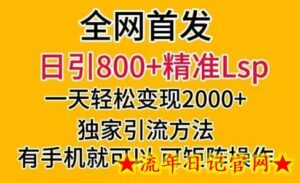 全网首发!日引800+精准老色批,一天变现2000+,独家引流方法,可矩阵操作-流年日记