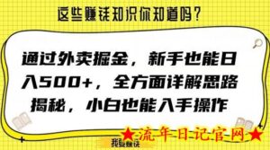 通过外卖掘金,新手也能日入500+,全方面详解思路揭秘,小白也能上手操作-流年日记