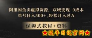 阿里闲鱼卖虚拟资源,双域变现,0成本,日入500+,轻松月入过万-流年日记