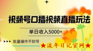 视频号囗播视频直播玩法,单日收入5000+,批量操作不封号-流年日记