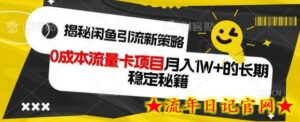 揭秘闲鱼引流新策略:0成本流量卡项目,月入1W+的长期稳定秘籍-流年日记