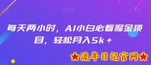 每天两小时,AI小白必看掘金项目,轻松月入5k+-流年日记