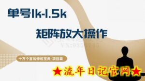 十万个富翁修炼宝典15.单号1k-1.5k,矩阵放大操作-流年日记