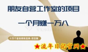 十万个富翁修炼宝典之16.朋友自营工作室的项目,一个月赚一万八-流年日记