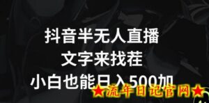 抖音半无人直播,文字来找茬小游戏,每天收益500+-流年日记