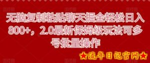 无脑复制粘贴聊天掘金轻松日入800+，2.0最新保姆级玩法可多号批量操作-流年日记