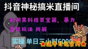 抖音神秘直播间黑科技日入四位数及格暴力项目全方位解读-流年日记