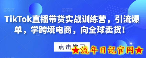 TikTok直播带货实战训练营，引流爆单，学跨境电商，向全球卖货！-流年日记