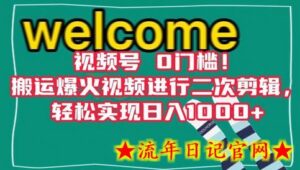 视频号0门槛!搬运爆火视频进行二次剪辑,轻松实现日入1000+-流年日记