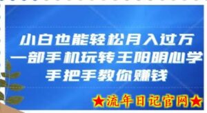 小白也能轻松月入过万，一部手机玩转王阳明心学，手把手教你赚钱-流年日记