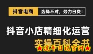 抖音小店精细化运营百科全书,保姆级运营实操讲解-流年日记
