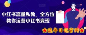 小红书流量私教,全方位教你运营小红书变现-流年日记