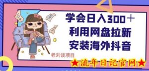 学会日入300+,利用网盘拉新安装海外抖音保姆级教学-流年日记