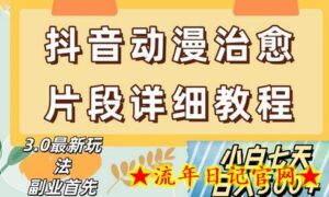 抖音热门赛道动漫片段详细制作课程,小白日入500+-流年日记