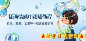 插画情感中视频教程:软件、图案、文案等一整套完整流程,送文案模版、话题标题分类-流年日记