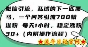 怎么搞精准创业粉?微信新赛道,每天一小时,利用Ai一个问答日引100精准粉-流年日记