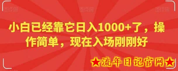 小白已经靠它日入1000+了，操作简单，现在入场刚刚好-流年日记