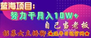 蓝海项目,努力干月入10W+,自己当老板,女主播招聘-流年日记