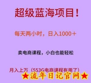 超级蓝海项目!每天两小时,日入1000+,卖电商课程,小白也能轻松,月入上万-流年日记