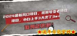 2024最新风口项目，视频号变老特效项目，电脑小白上手3天卖了3w+，保姆级教程-流年日记