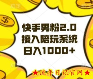 快手男粉2.0玩法，接入陪玩系统，日入躺赚1000+-流年日记
