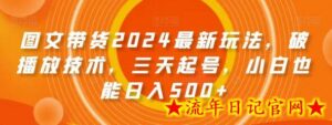 图文带货2024最新玩法，破播放技术，三天起号，小白也能日入500+-流年日记