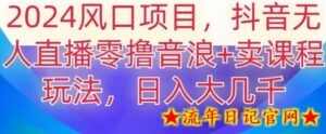 2024风口项目,抖音无人主播撸音浪+卖课程玩法,日入大几千-流年日记