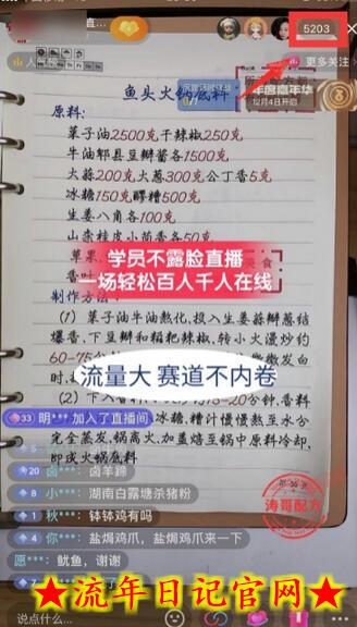 涛哥餐饮小吃配方不露脸读稿直播项目，无需露脸，轻松月入3万+，长期稳定蓝海项目插图(1)