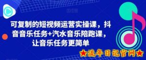 可复制的短视频运营实操课,抖音音乐任务+汽水音乐陪跑课,让音乐任务更简单-流年日记