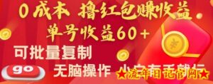 全新平台，0成本撸红包赚收益，单号收益60+，可批量复制，无脑操作，小白有手就行-流年日记