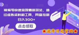 视频号快速变现最新玩法,通过虚拟资料和工具,网盘拉新日入300+-流年日记