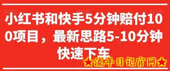 小红书和快手5分钟赔付100项目，最新思路5-10分钟快速下车-流年日记