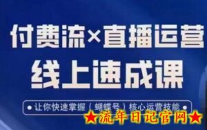 视频号付费流实操课程,付费流✖️直播运营速成课,让你快速掌握视频号核心运营技能-流年日记