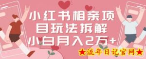 小红书相亲项目玩法拆解，有人通过这个副业项目做到了月收入2万多-流年日记